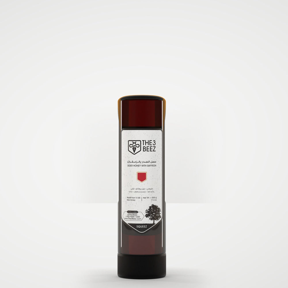 Sider Honey with Saffron - 500 g - Squeeze Bottle - The3Beez