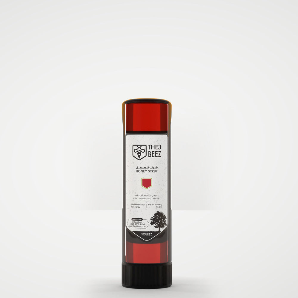 Honey Syrup with Cardamom & Saffron - 500 g - Squeeze Bottle - The3Beez